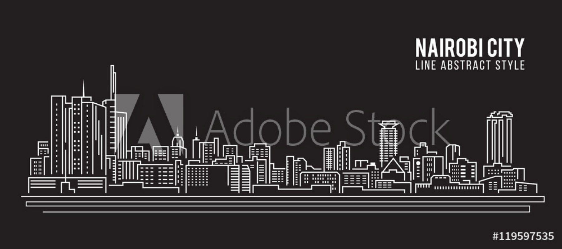 Picture of Cityscape Building Line art Vector Illustration design - Nairobi city